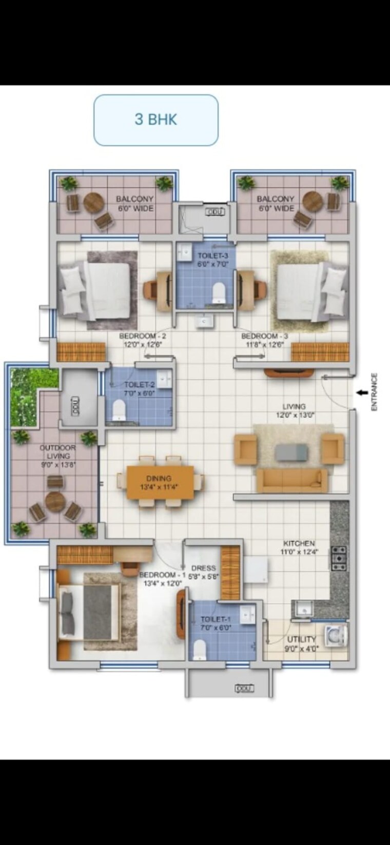 Floor Plan, asbl-spire  2120 Sq.Ft. Apartment In Kokapet Hyderabad 10646785