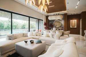 Living Room in 4 BHK Apartment at Khanpur – for Sale
