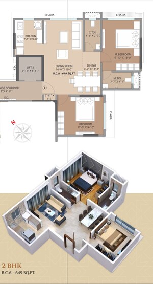 Floor Plan in 2 BHK Apartment at Om Maruti Residency, Borivali West – for Sale