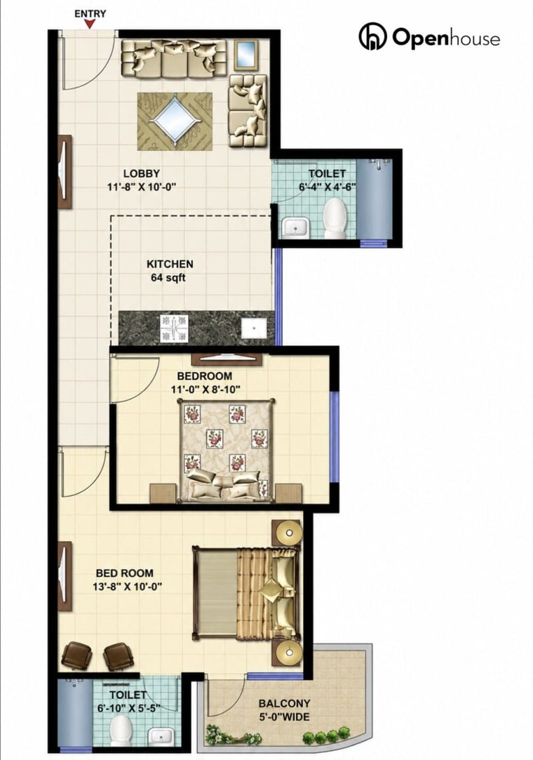 Floor Plan, signature-global-sarvam 2 Bedroom 710 Sq.Ft. Apartment In Sector 37d Gurgaon 10717631