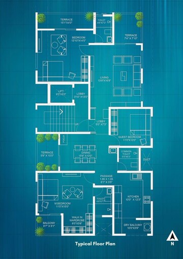 Floor Plan in 3.5 BHK Apartment at Sahajanand Society – for Sale