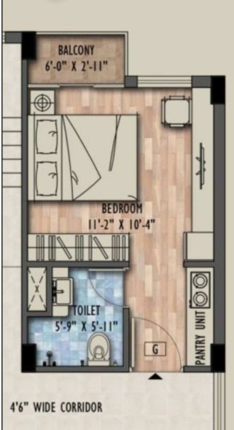 Floor Plan, dharitri-royal-enclave-apartment 1 RK 270 Sq.Ft. Apartment In New Town Kolkata 9690822