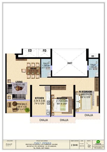 Floor Plan in 3 BHK Apartment at Punit Imperia, Kharghar Sector 19 – for Sale