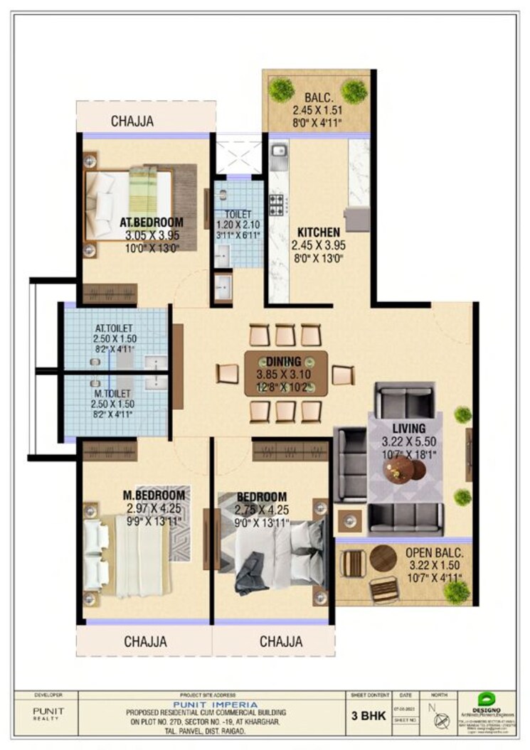 Floor Plan, punit-imperia 2 Bedroom 750 Sq.Ft. Apartment In Kharghar Sector 19 Navi Mumbai 9484955