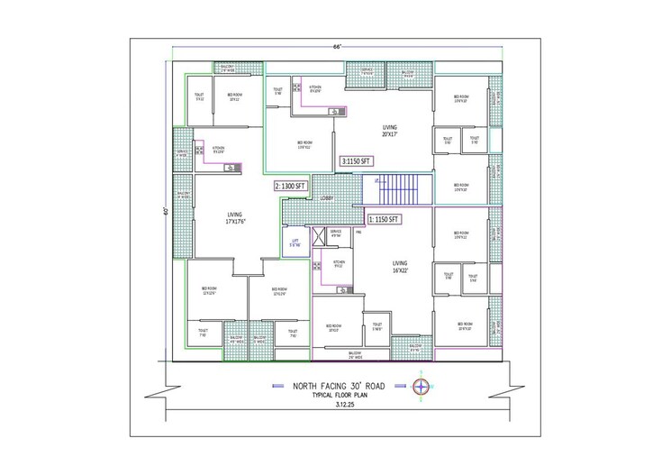 Floor Plan, kalkere 2 Bedroom 1150 Sq.Ft. Apartment In Kalkere Bangalore 9698095