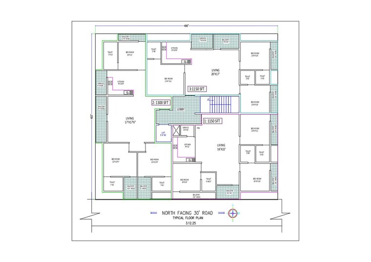Floor Plan, kalkere 2 Bedroom 1150 Sq.Ft. Apartment In Kalkere Bangalore 9698095