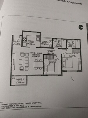 Floor Plan in 2 BHK Apartment at Godrej 24 Sarjapur, Sarjapur Road – for Sale