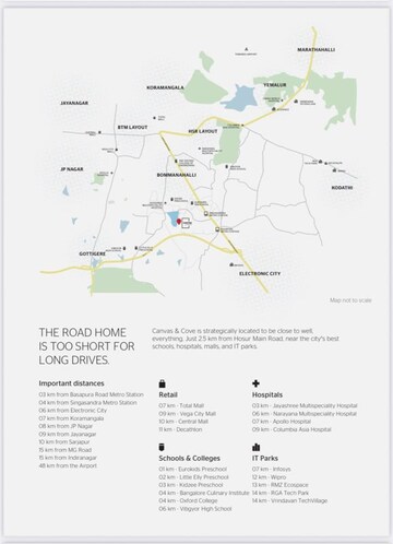 2 BHK Apartment – Map Location View at Assetz Canvas And Cove, Hosur Road - for Sale