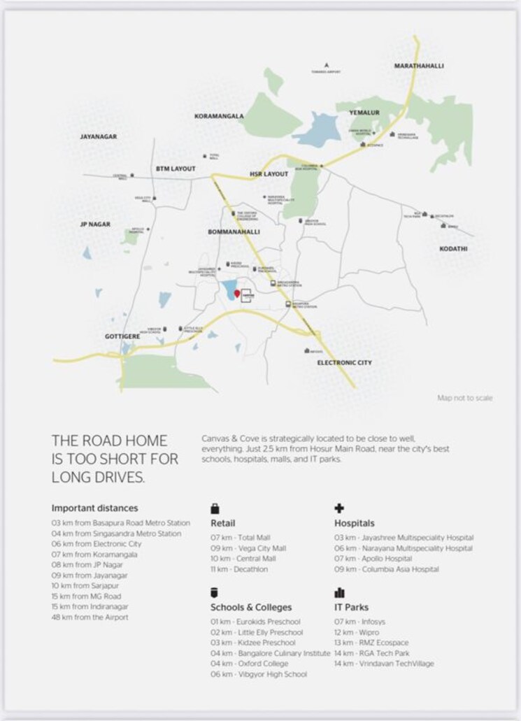 Map Location, assetz-canvas-and-cove 2 Bedroom 969 Sq.Ft. Apartment In Hosur Road Bangalore 9705439
