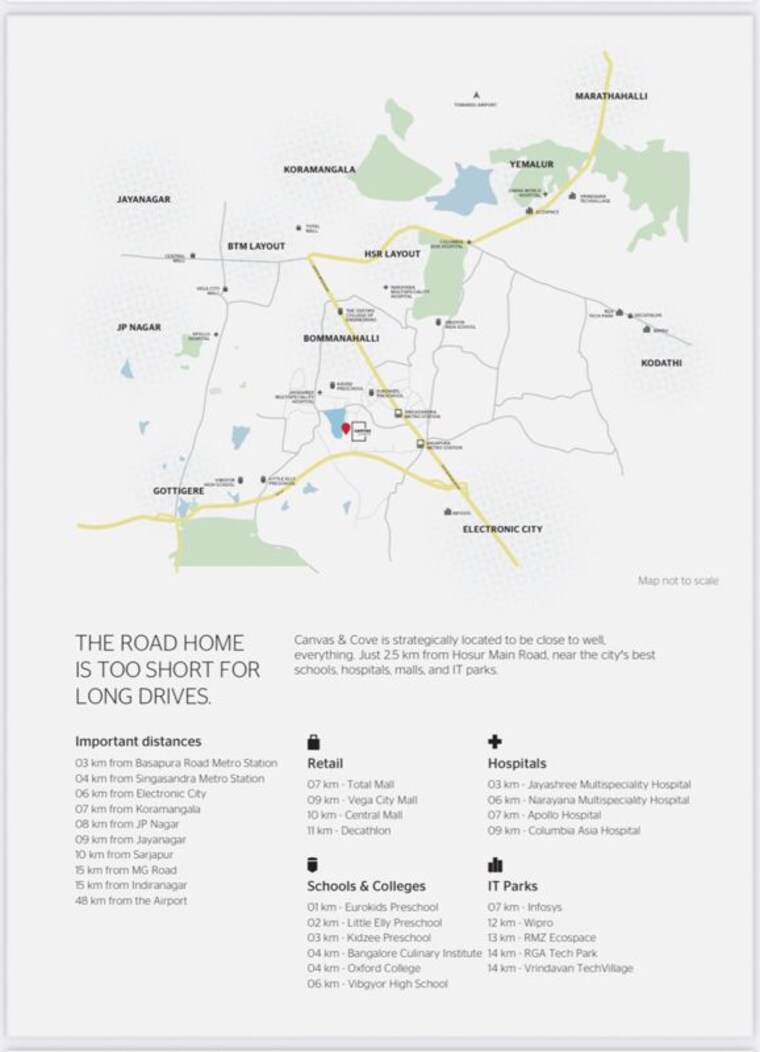 Map Location, assetz-canvas-and-cove 2 Bedroom 969 Sq.Ft. Apartment In Hosur Road Bangalore 9705439