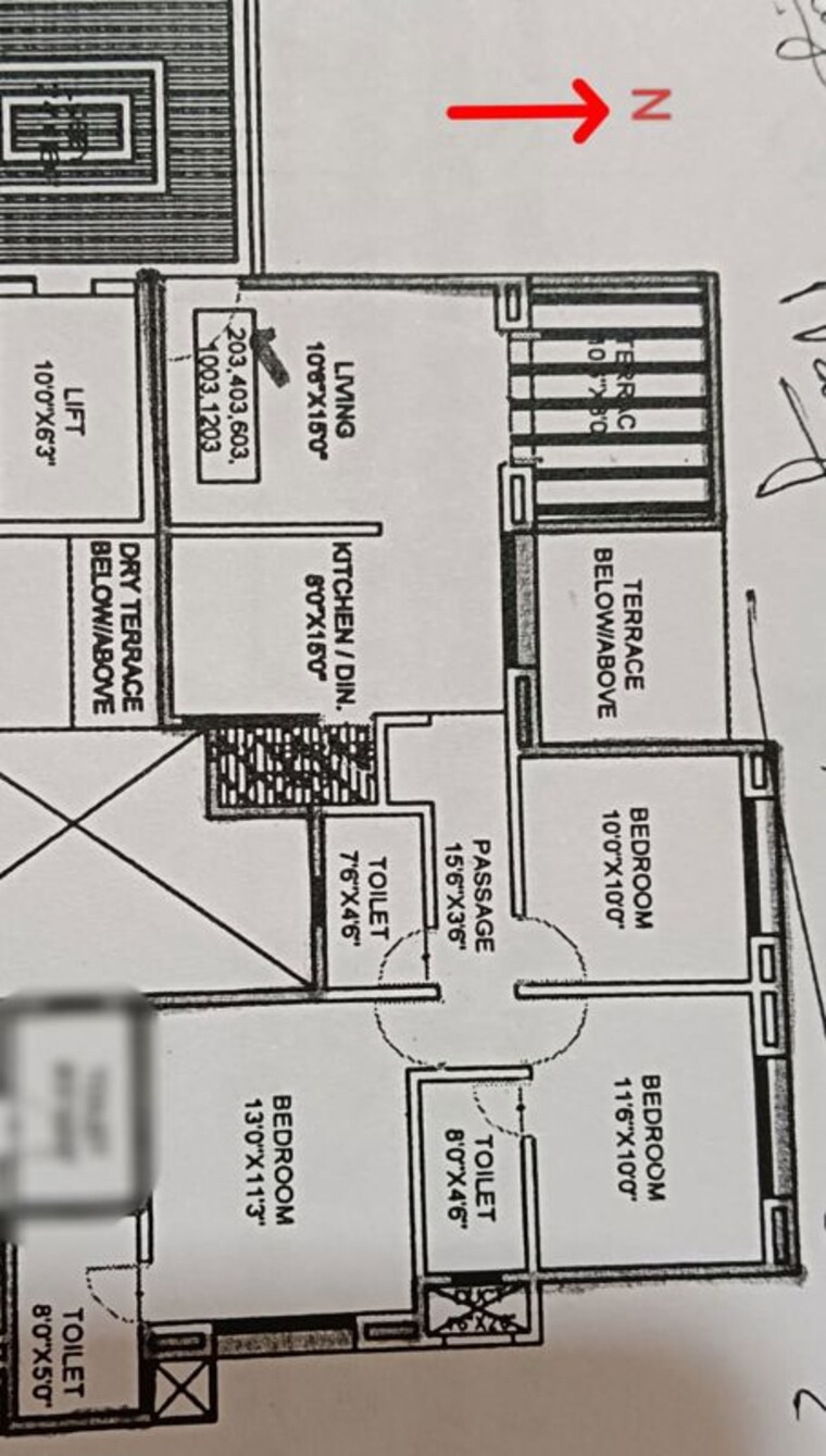 Floor Plan, pimple saudagar 3 Bedroom 965 Sq.Ft. Apartment In Pimple Saudagar Pune 9706196