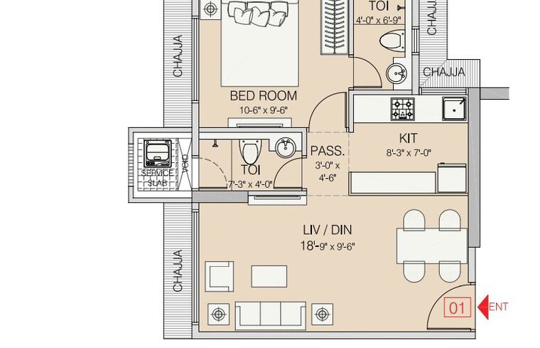 Floor Plan, charkop sector 4 2 Bedroom 816 Sq.Ft. Builder Floor In Charkop Sector 4 Mumbai 9708387