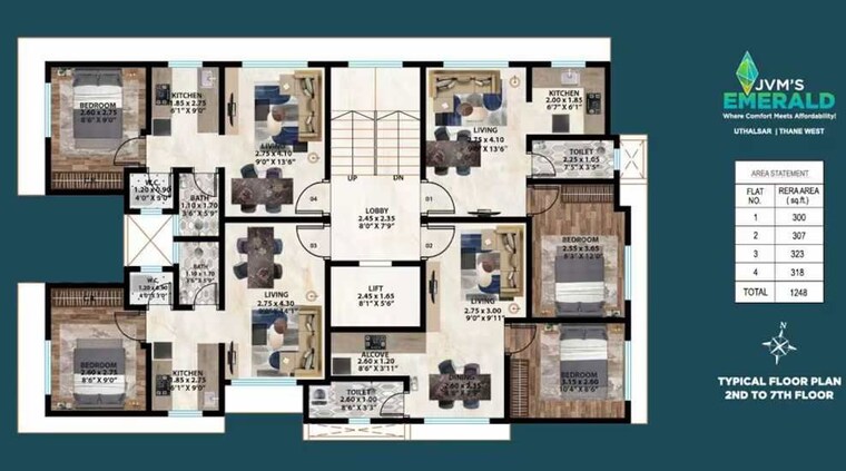 Floor Plan, jvm-emerald 1 Bedroom 300 Sq.Ft. Apartment In Uthalsar Thane 9392261