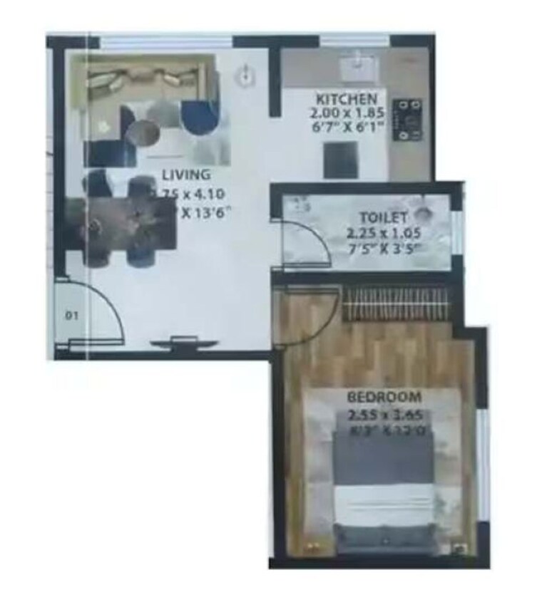 Floor Plan, jvm-emerald 1 Bedroom 300 Sq.Ft. Apartment In Uthalsar Thane 9392261