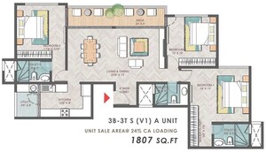 Floor Plan in 3.5 BHK Apartment at Prestige Park Grove, Whitefield – for Sale