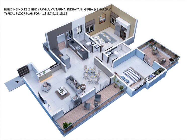 Floor Plan, mihan 3 Bedroom 1400 Sq.Ft. Apartment In Mihan Nagpur 9718444