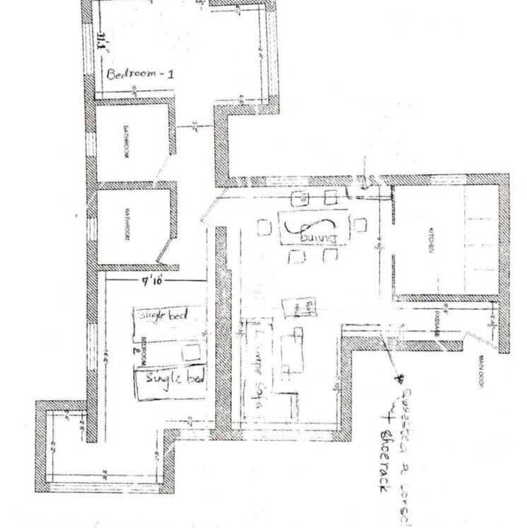 Floor Plan, cumbala hill 2 Bedroom 823 Sq.Ft. Apartment In Cumbala Hill Mumbai 9719803