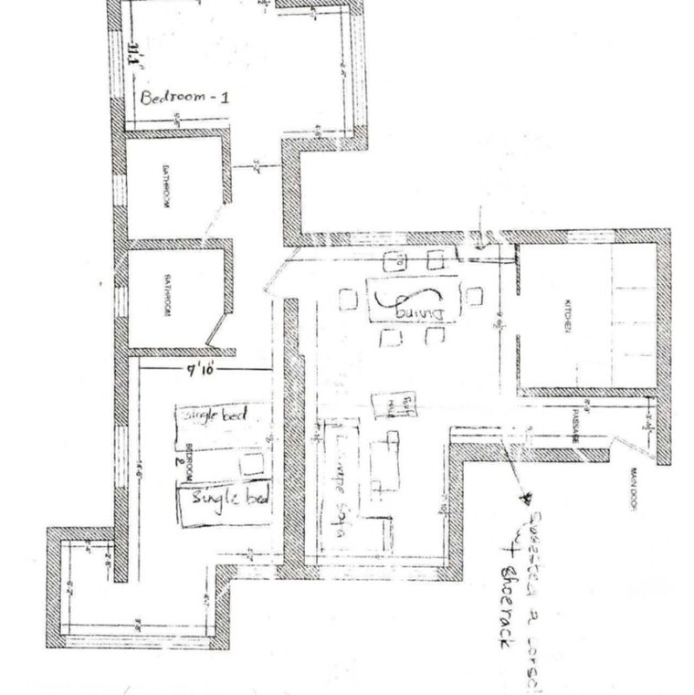 Floor Plan, cumbala hill 2 Bedroom 823 Sq.Ft. Apartment In Cumbala Hill Mumbai 9719803