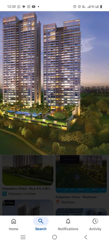 3 BHK + Pooja Room,Servant Room,Study Room 3047 Sq.Ft. Apartment in Kalpataru Vista