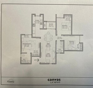 Floor Plan in 3 BHK Apartment at Assetz Canvas And Cove, Hosur Road – for Sale