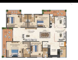 Floor Plan in 3.5 BHK Apartment at Puppalaguda – for Sale