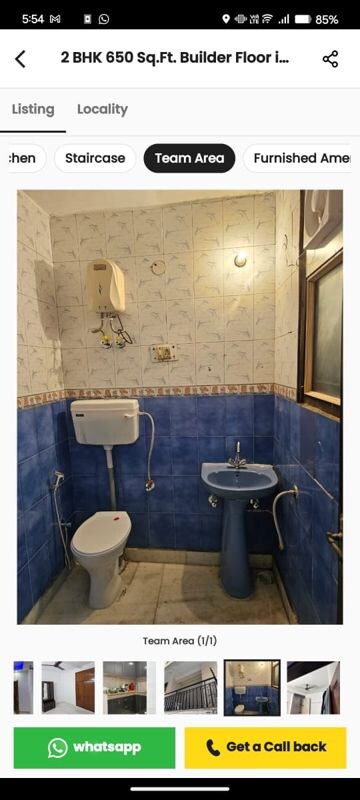 Bathroom in 1 BHK Builder Floor at Malviya Nagar – for Rent