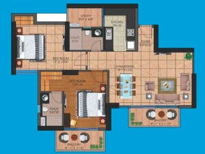 Floor Plan in 2 BHK Apartment at Presidency Heights, Sector 25 Yamuna Expressway – for Sale