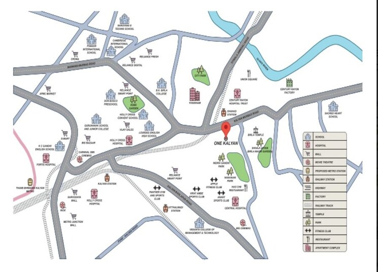 Map Location, ajmera-crosstown-one 2 Bedroom 710 Sq.Ft. Apartment In Kalyan West Thane 9723517