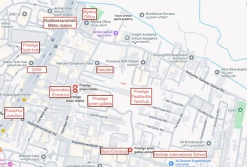 3 BHK Apartment – Map Location View at Prestige Green Gables, Panathur - for Sale
