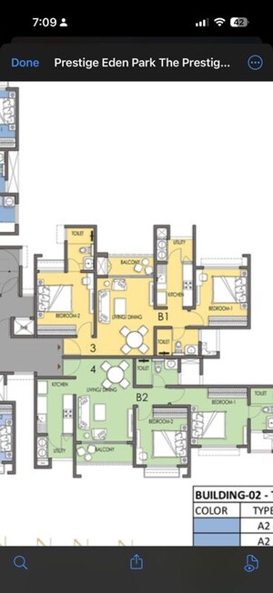 Floor Plan in 2 BHK Apartment at Eden Park At The Prestige City, Sarjapur Road – for Sale