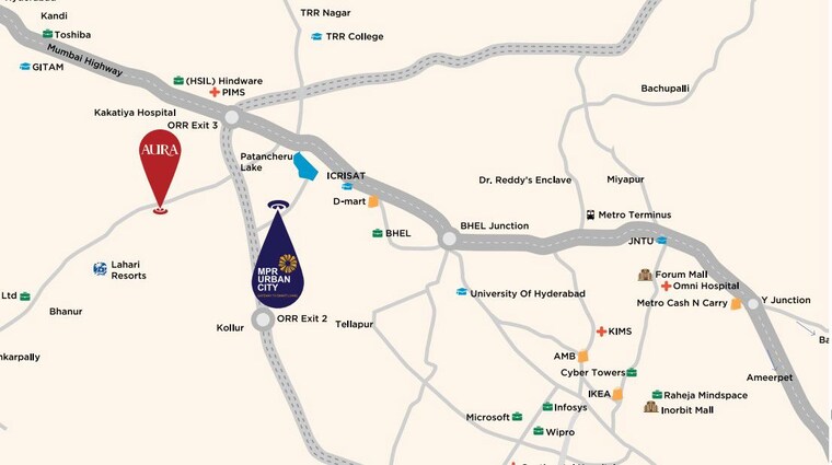 Map Location, mpr-urban-city 1 Bedroom 650 Sq.Ft. Apartment In Peeranchuruvu Hyderabad 9727297