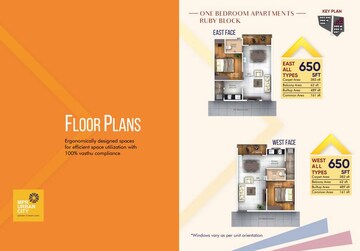 Floor Plan in 2 BHK Apartment at MPR Urban City, Peeranchuruvu – for Sale