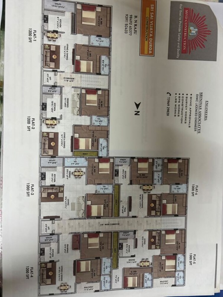 Floor Plan, simhachalam 2 Bedroom 1280 Sq.Ft. Apartment In Simhachalam Vizag 9728227