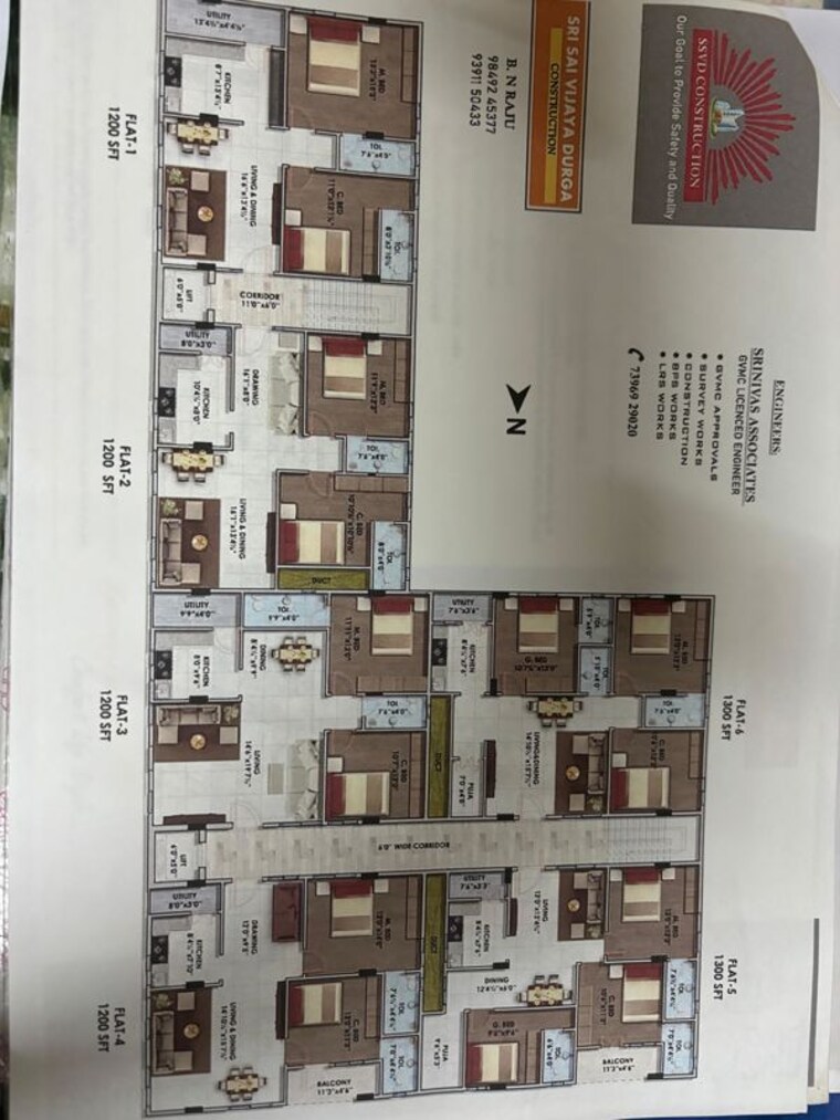 Floor Plan, simhachalam 2 Bedroom 1280 Sq.Ft. Apartment In Simhachalam Vizag 9728227