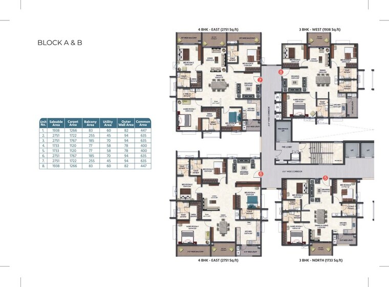 Floor Plan, tridasa-rise 3 Bedroom 1733 Sq.Ft. Apartment In Nallagandla Hyderabad 9730619