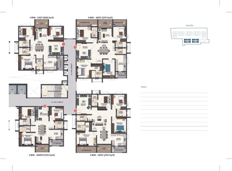Floor Plan, tridasa-rise 3 Bedroom 1733 Sq.Ft. Apartment In Nallagandla Hyderabad 9730619