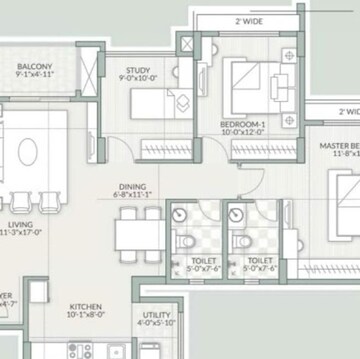 Floor Plan in 2 BHK Apartment at Goyal Orchid Piccadilly, Chokkanahalli – for Rent