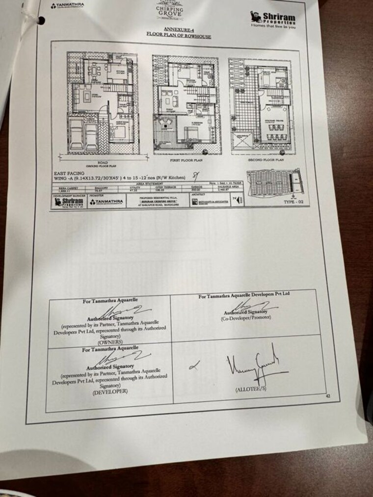 Floor Plan, shriram-chirping-grove 3 Bedroom 2468 Sq.Ft. Villa In Sarjapur Road Bangalore 9734911
