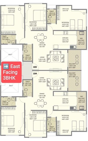 Floor Plan in 3 BHK Apartment at Osian Divino, Salisbury Park – for Sale