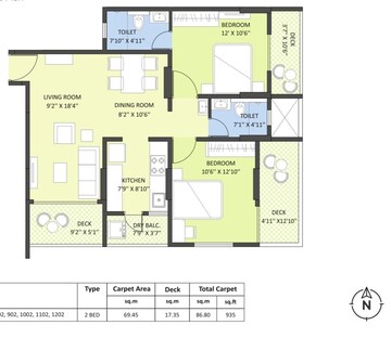 Floor Plan in 3 BHK Apartment at Wanowrie – for Sale