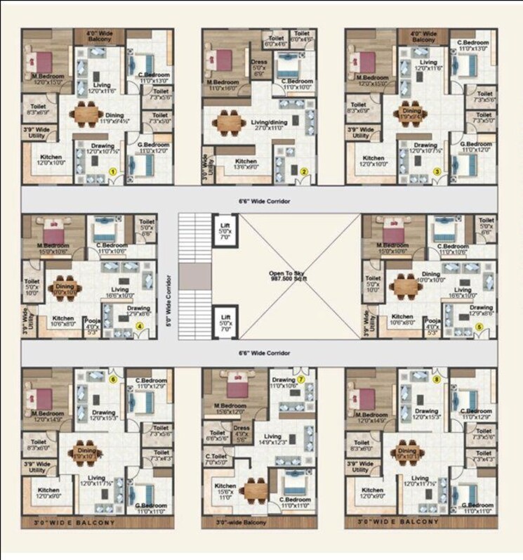 Floor Plan, i-homes-praramb 3 Bedroom 1757 Sq.Ft. Apartment In Adibatla Hyderabad 9733460