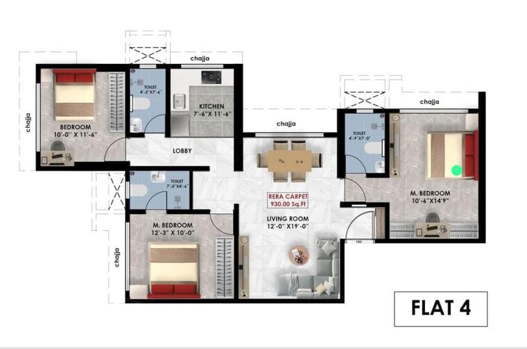 Floor Plan, chunabhatti 3 Bedroom 930 Sq.Ft. Apartment In Chunabhatti Mumbai 9737338