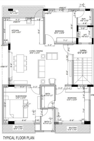 Floor Plan in 3 BHK Independent House at Hbr Layout – for Sale
