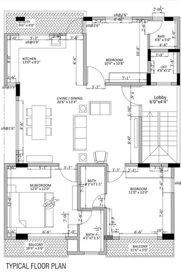 Floor Plan in 3 BHK Independent House at Hbr Layout – for Sale