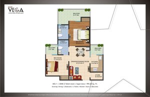 Floor Plan in 2 BHK Apartment at Galaxy Vega, Tech Zone 4 Greater Noida – for Sale