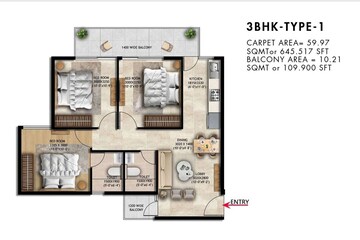 Floor Plan in 3 BHK Apartment at Farukh Nagar – for Sale