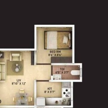 Floor Plan in 2 BHK Apartment at Avant Hillway, Riddhi Gardens – for Rent