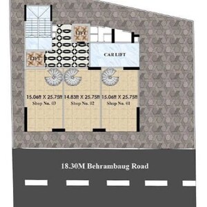 Floor Plan in 1 BHK Apartment at Mass Zainab Heights, Behram Baug – for Rent