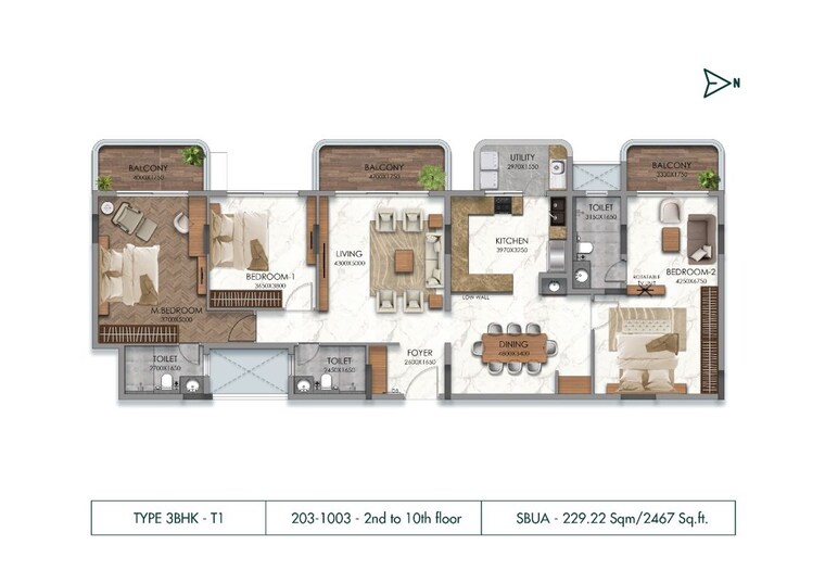 Floor Plan, navins-antheia-poetry 3 Bedroom 2628 Sq.Ft. Apartment In Bilekahalli Bangalore 9742360