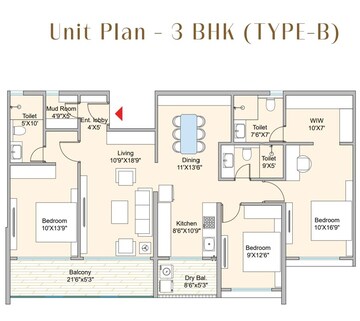 Floor Plan in 3 BHK Apartment at Mukund Nagar – for Sale